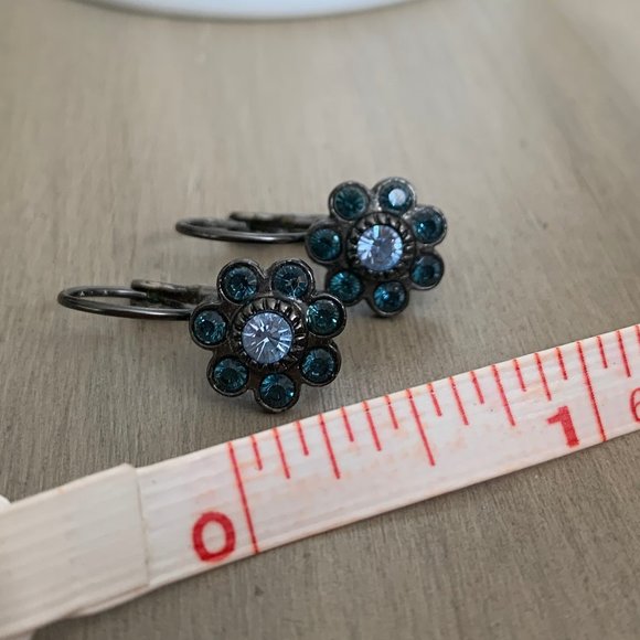 Blue 20s style lever back dangle earrings - Picture 5 of 6